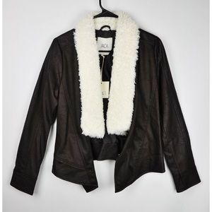 JACK by BB DAKOTA MOTO JACKET BROWN VEGAN LEATHER